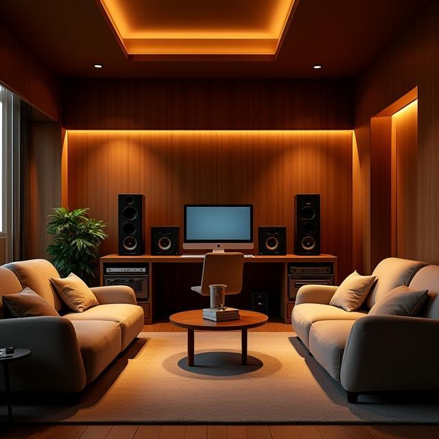 Ambiente aconchegante integrando tecnologia e conforto